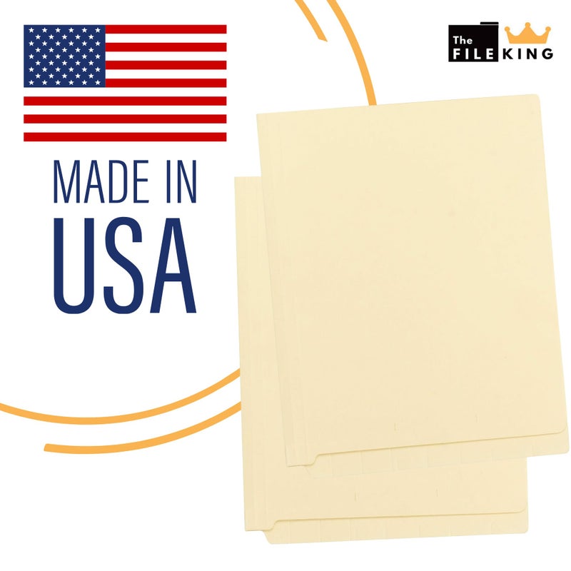 The File King Full Side Tab Manila File Folder with Two Fasteners - Letter Size | Box of 50 | Space for Jacket Labeling | 11-Pt Fiber | Organize Papers for Shelf Filing | USA Made - Image 5